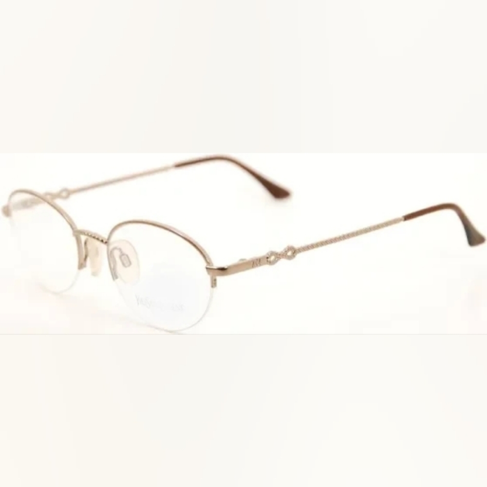 Vintage Yves Saint Laurent Women's 4102 Y328 53[]19 130 Halfrim Gold ish Oval